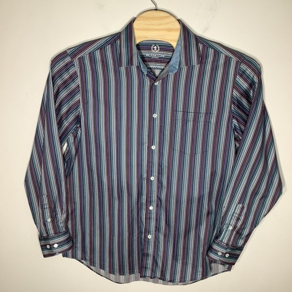 Bugatchi Mens Classic Fit Long‎ Sleeve Button Up Shirt Striped Size XL - Picture 2 of 8